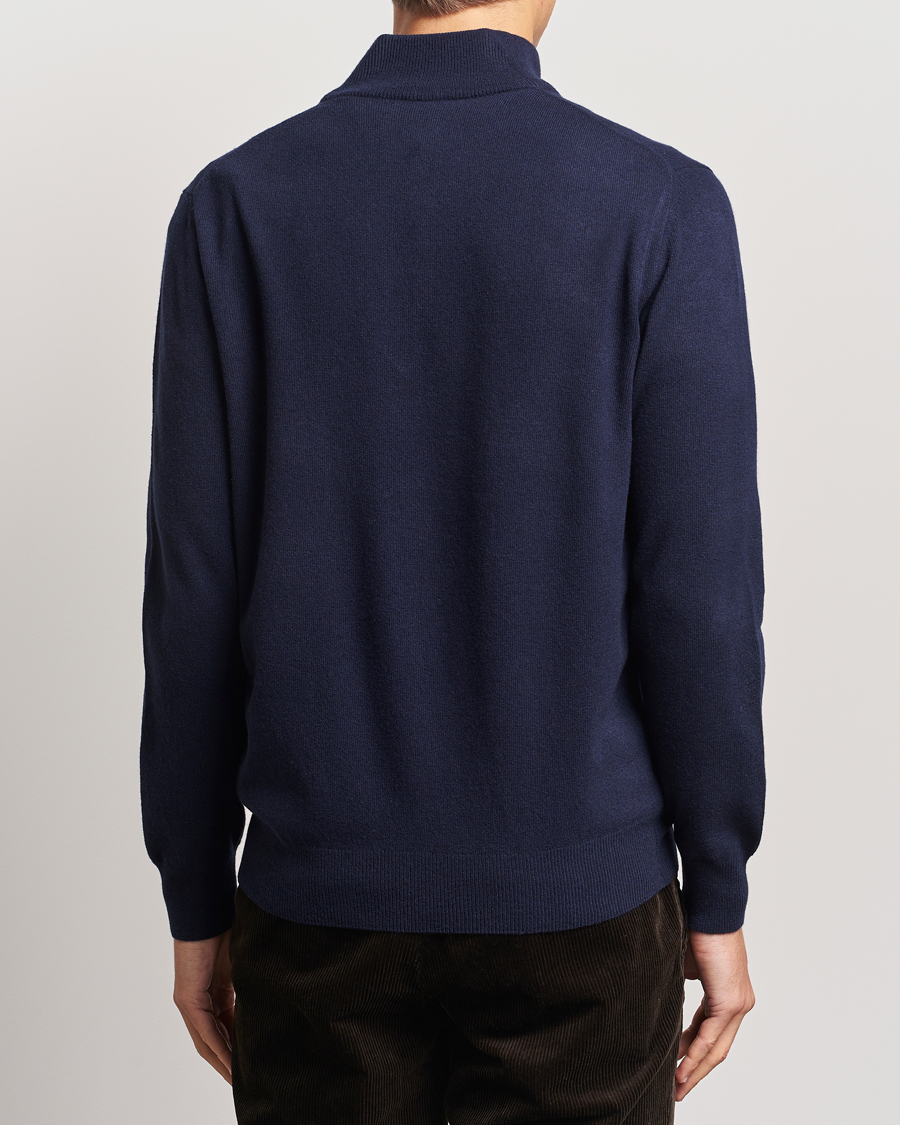 Men | Sweaters & Knitwear | Morgano | Wool/Cashmere Half-Zip Navy