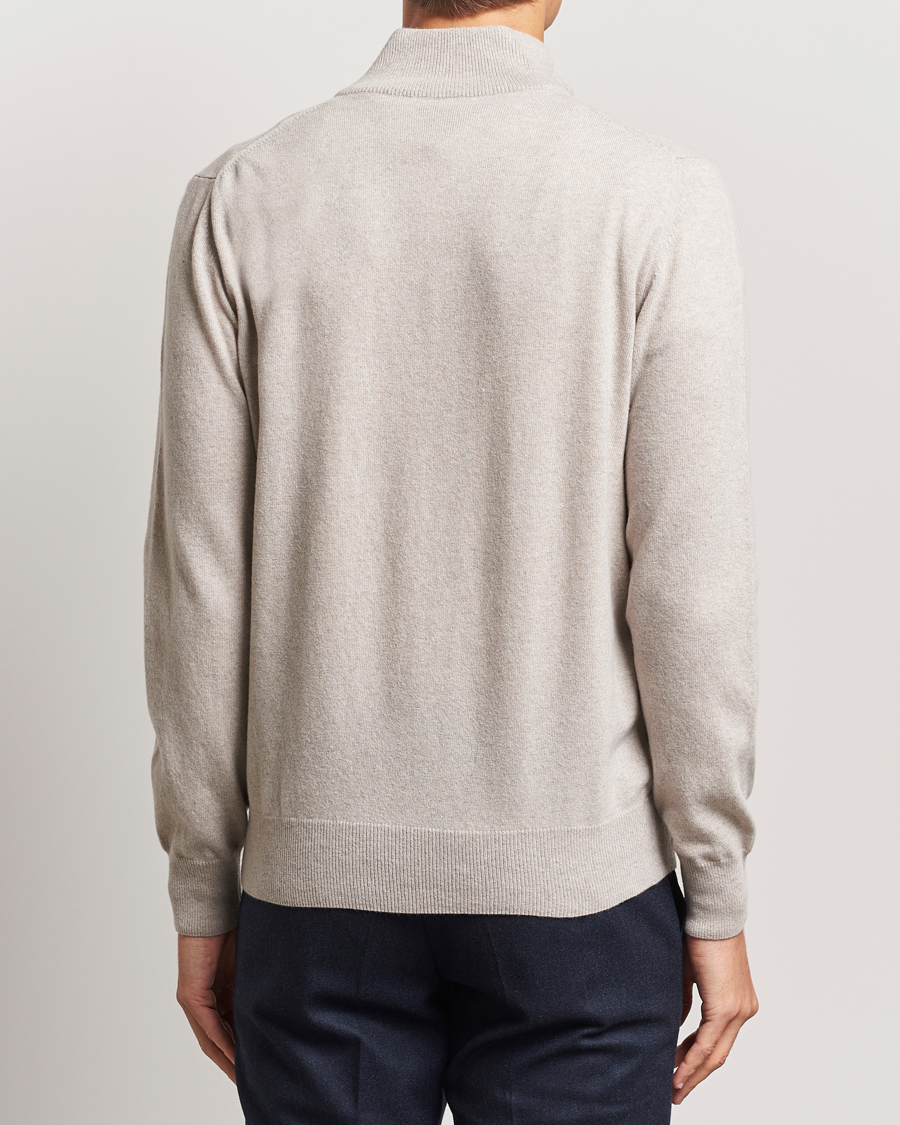 Men | Sweaters & Knitwear | Morgano | Wool/Cashmere Half-Zip Beige