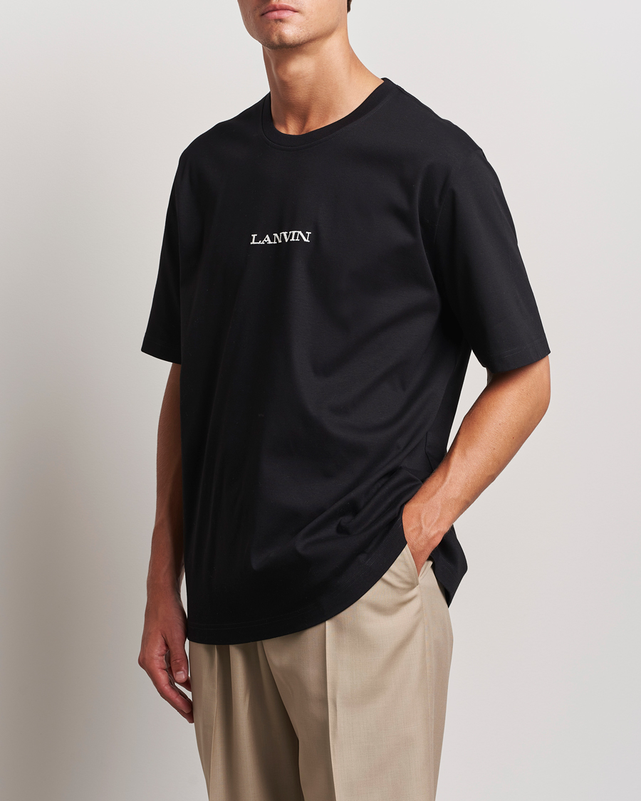 Men | T-Shirts | Lanvin | Embroidered Logo T-Shirt Black