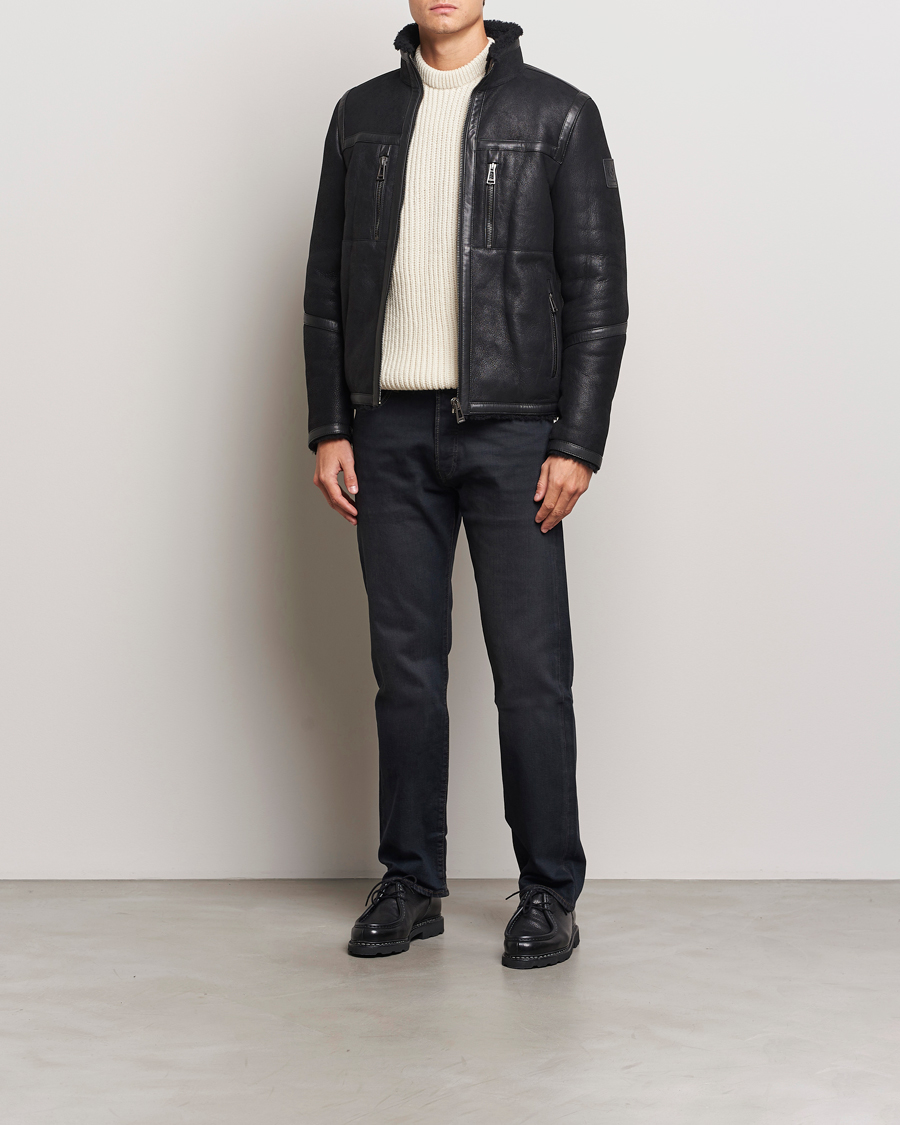 Men | Coats & Jackets | Belstaff | Tundra Sherling Leather Jacket Black