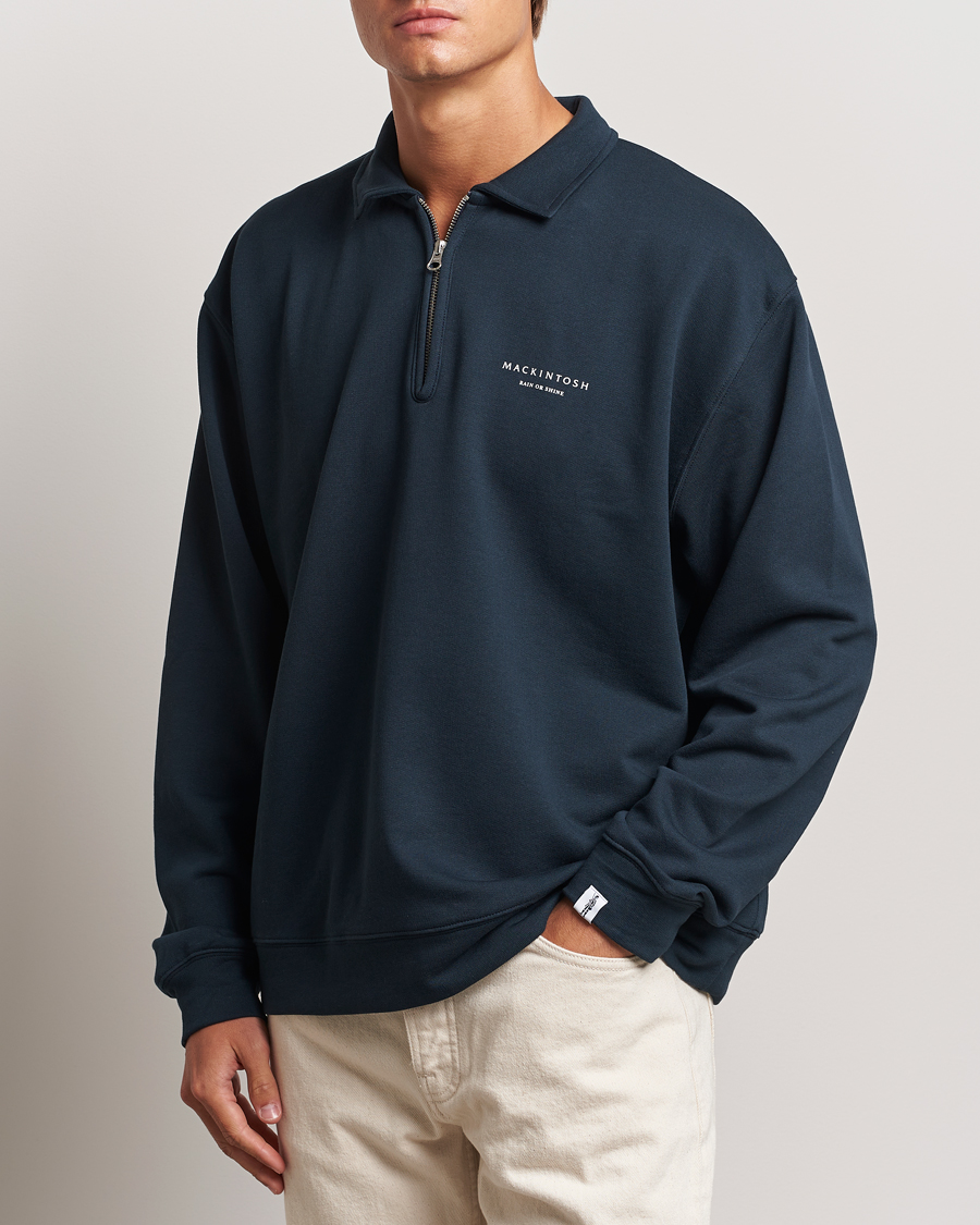 Men | Sweaters & Knitwear | Mackintosh | Rain Shine Zip Sweatshirt Navy