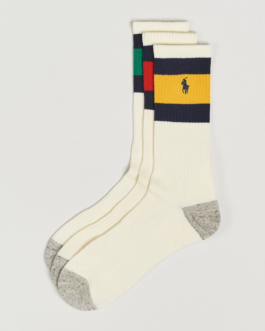 Men | Underwear & Socks | Polo Ralph Lauren | 3-Pack Sport Stripe Socks White