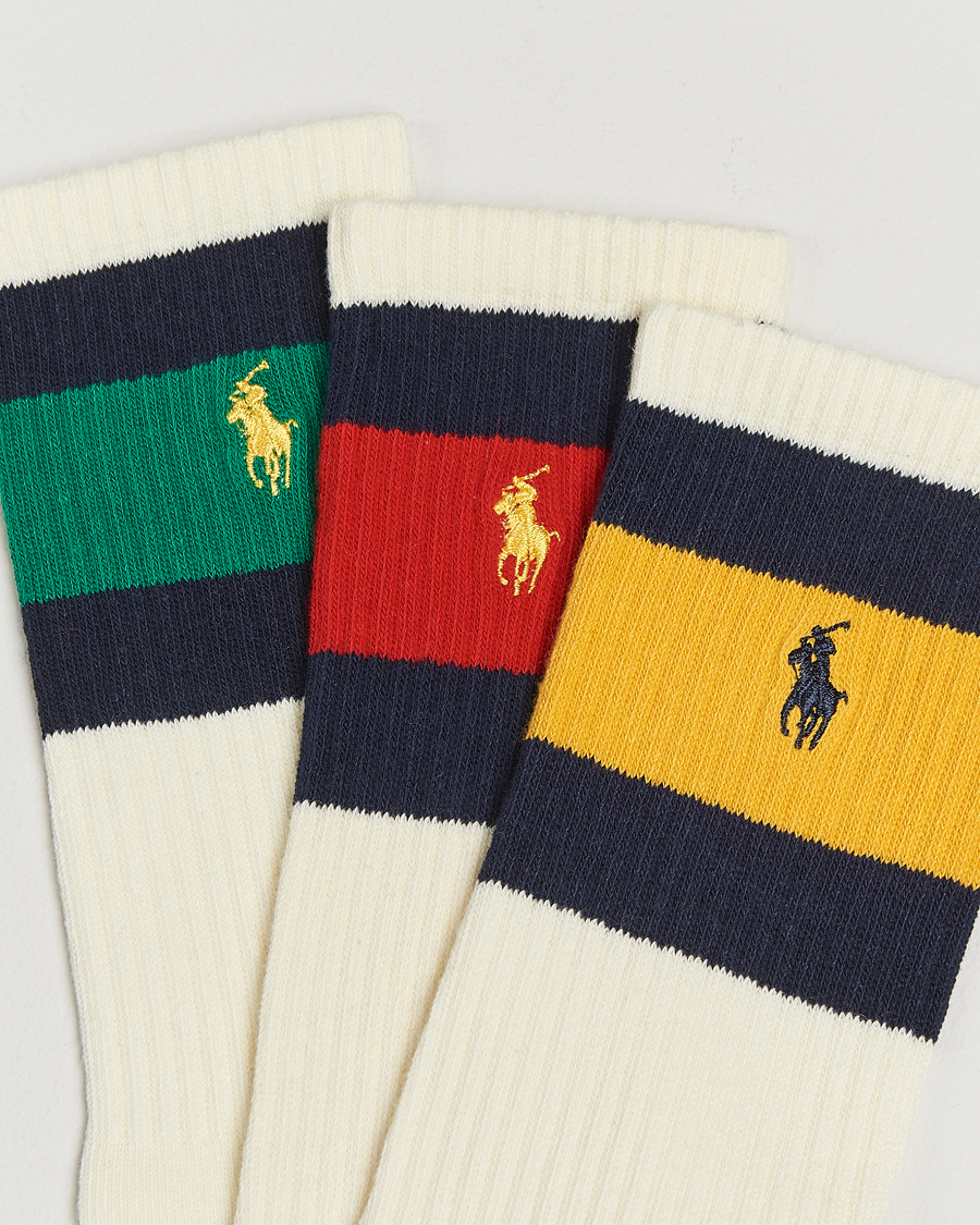 Men | Underwear & Socks | Polo Ralph Lauren | 3-Pack Sport Stripe Socks White