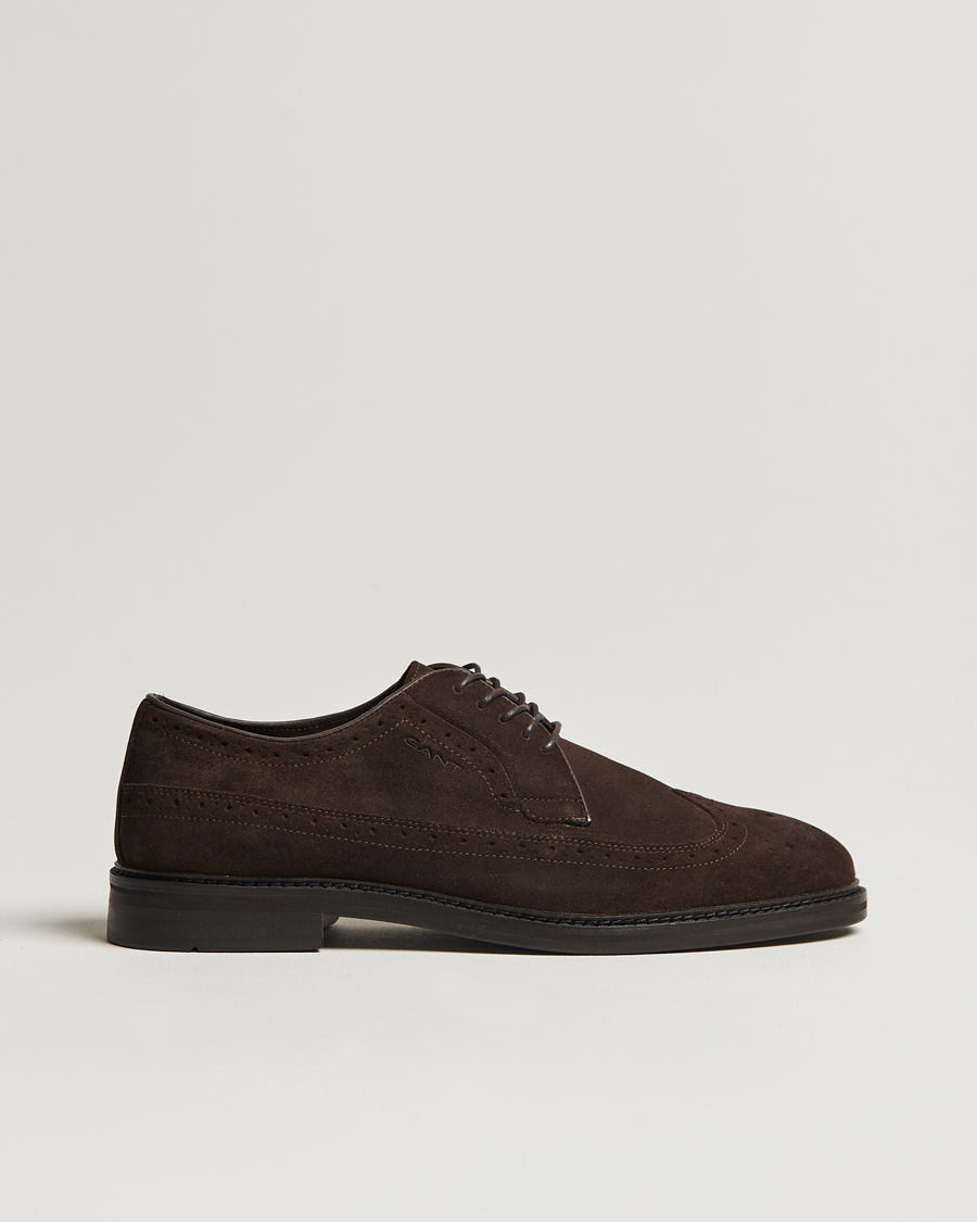 Men | GANT Bidford Suede Brogues Ebony Brown | Gant | Bidford Suede Brogues Ebony Brown