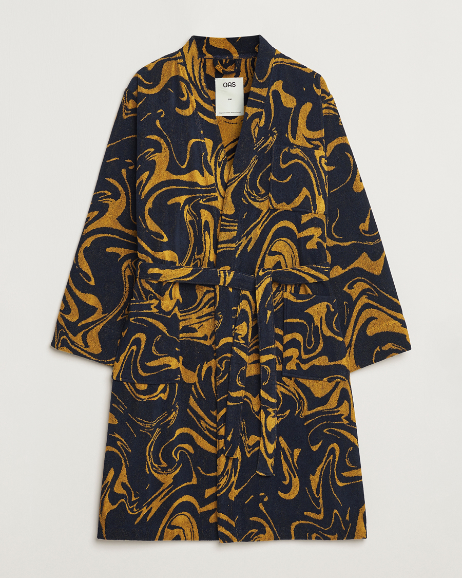 Men | Pyjamas & Robes | OAS | Marble Robe Black/Yellow