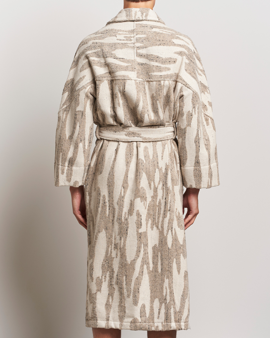Men | Pyjamas & Robes | OAS | Fern Linen Terry Statement Robe Beige/White