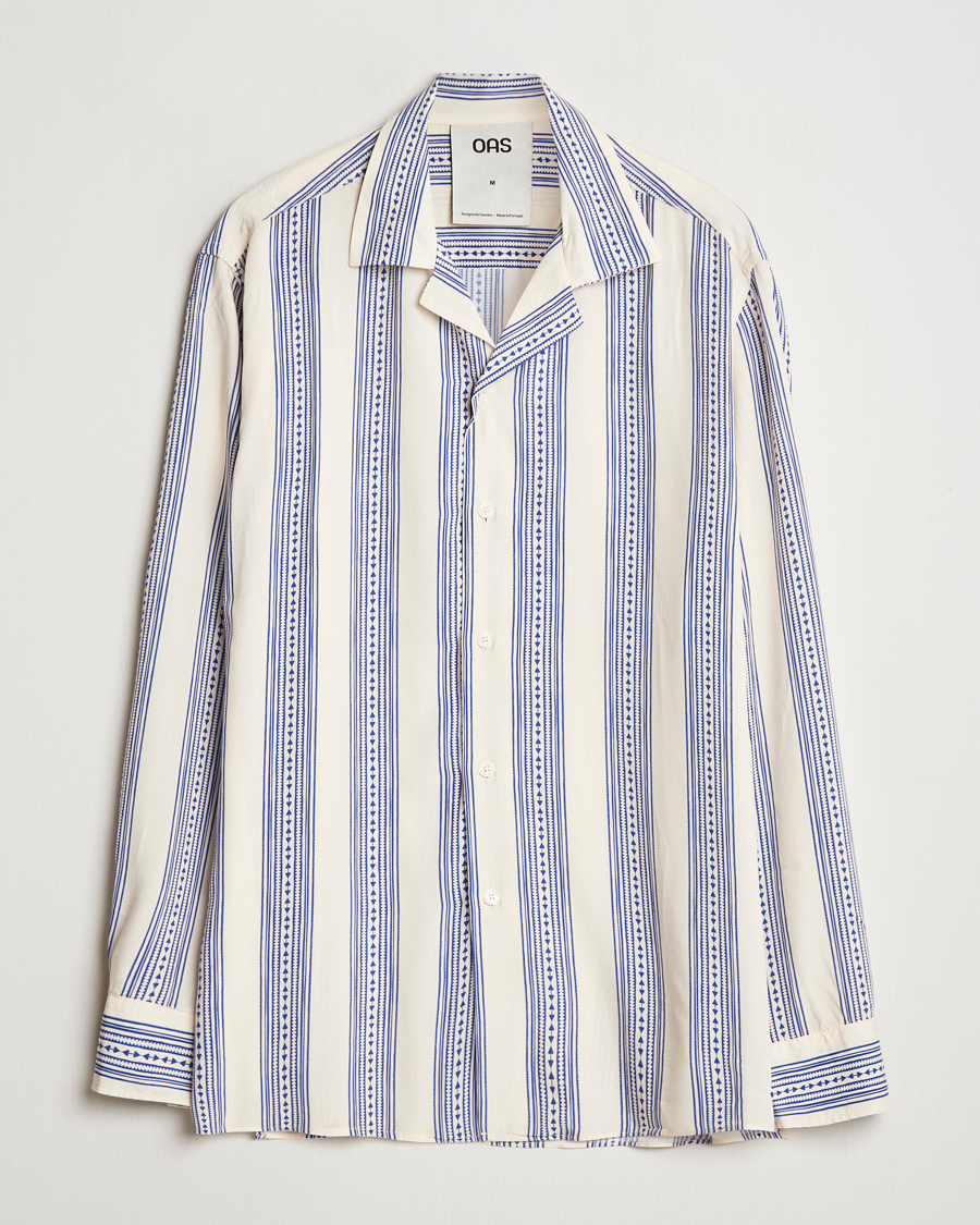 Men | Shirts | OAS | Havana Long Sleeve Viscose Shirt Blue/White