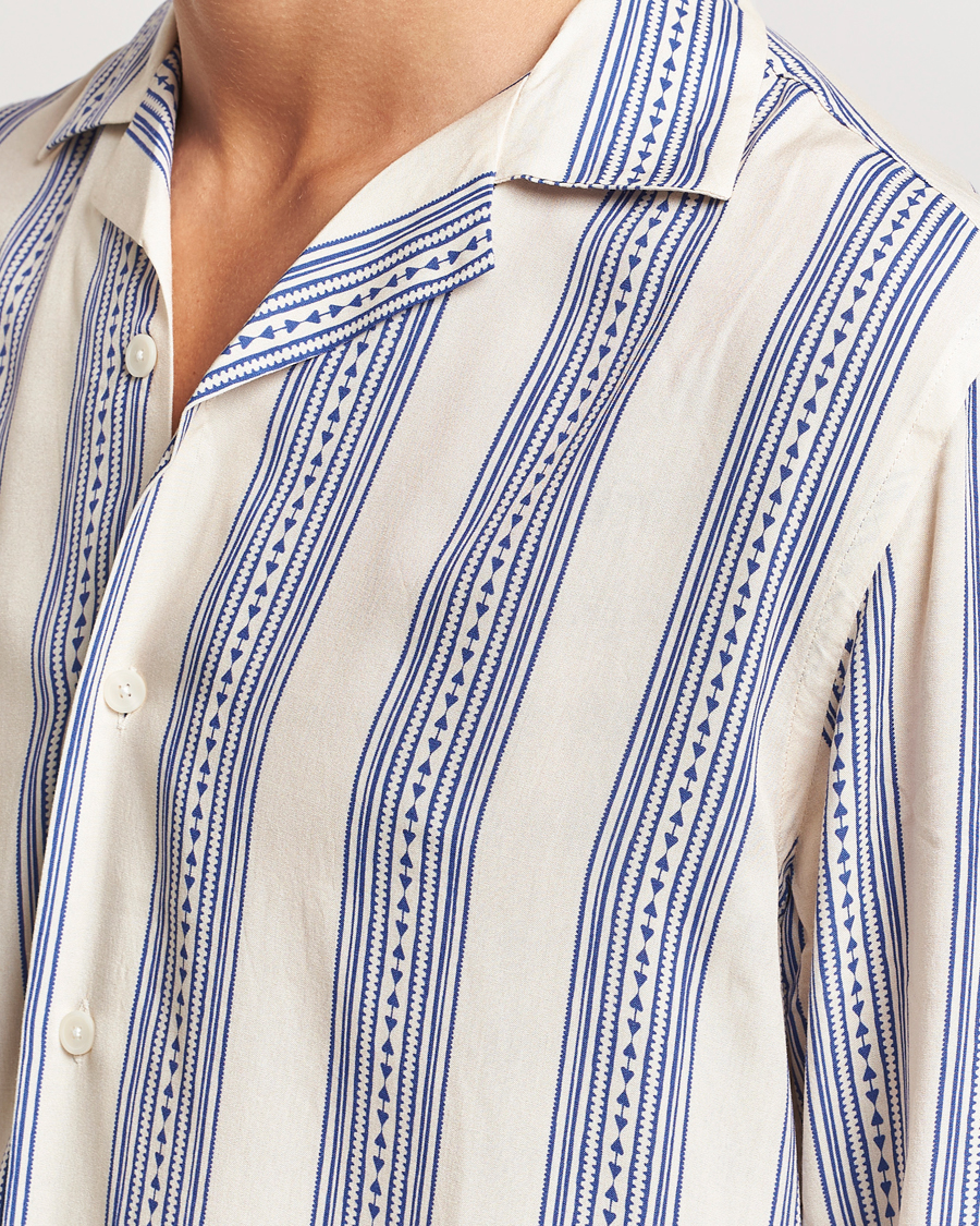 Men | Shirts | OAS | Havana Long Sleeve Viscose Shirt Blue/White