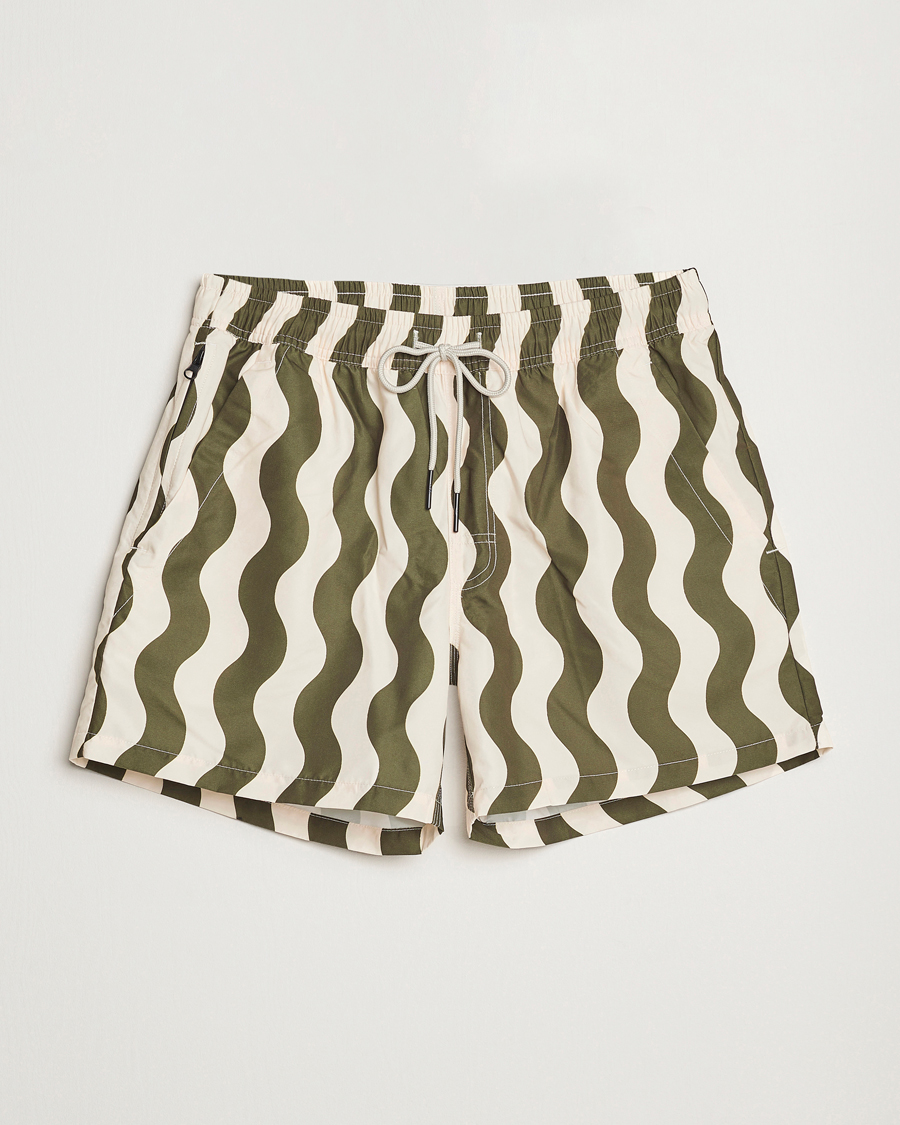 Men | Swimwear | OAS | Forest Waver Swim Shorts Green/White
