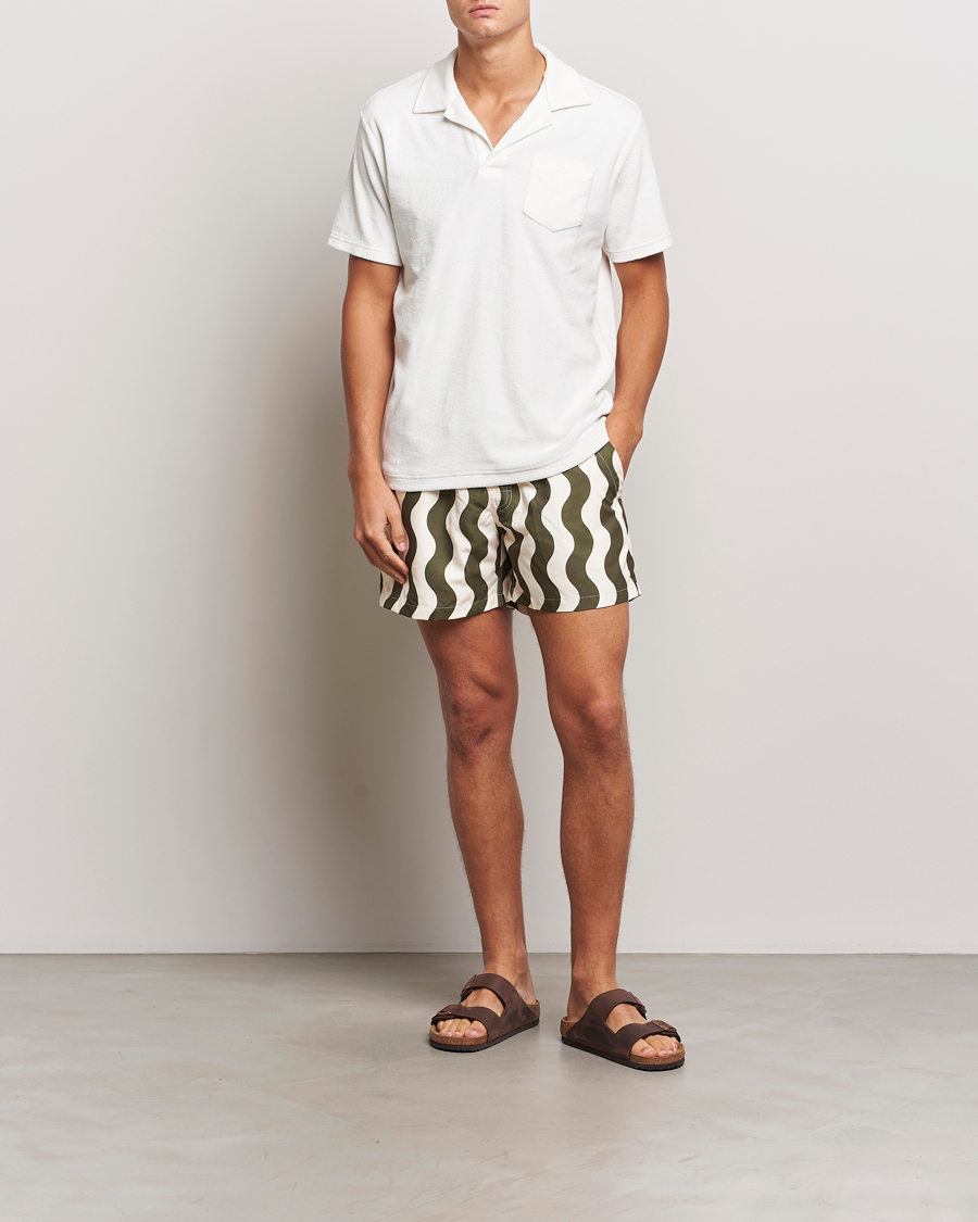 Men | Swimwear | OAS | Forest Waver Swim Shorts Green/White