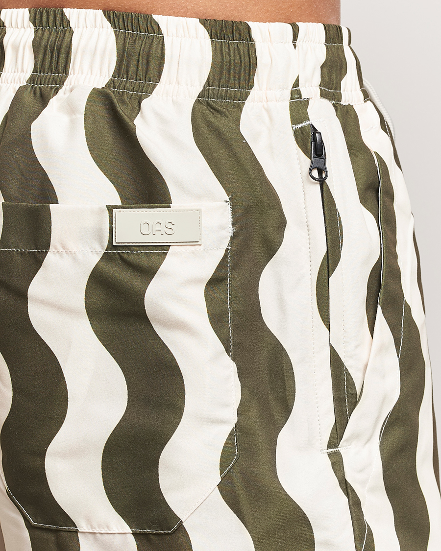 Men | Swimwear | OAS | Forest Waver Swim Shorts Green/White