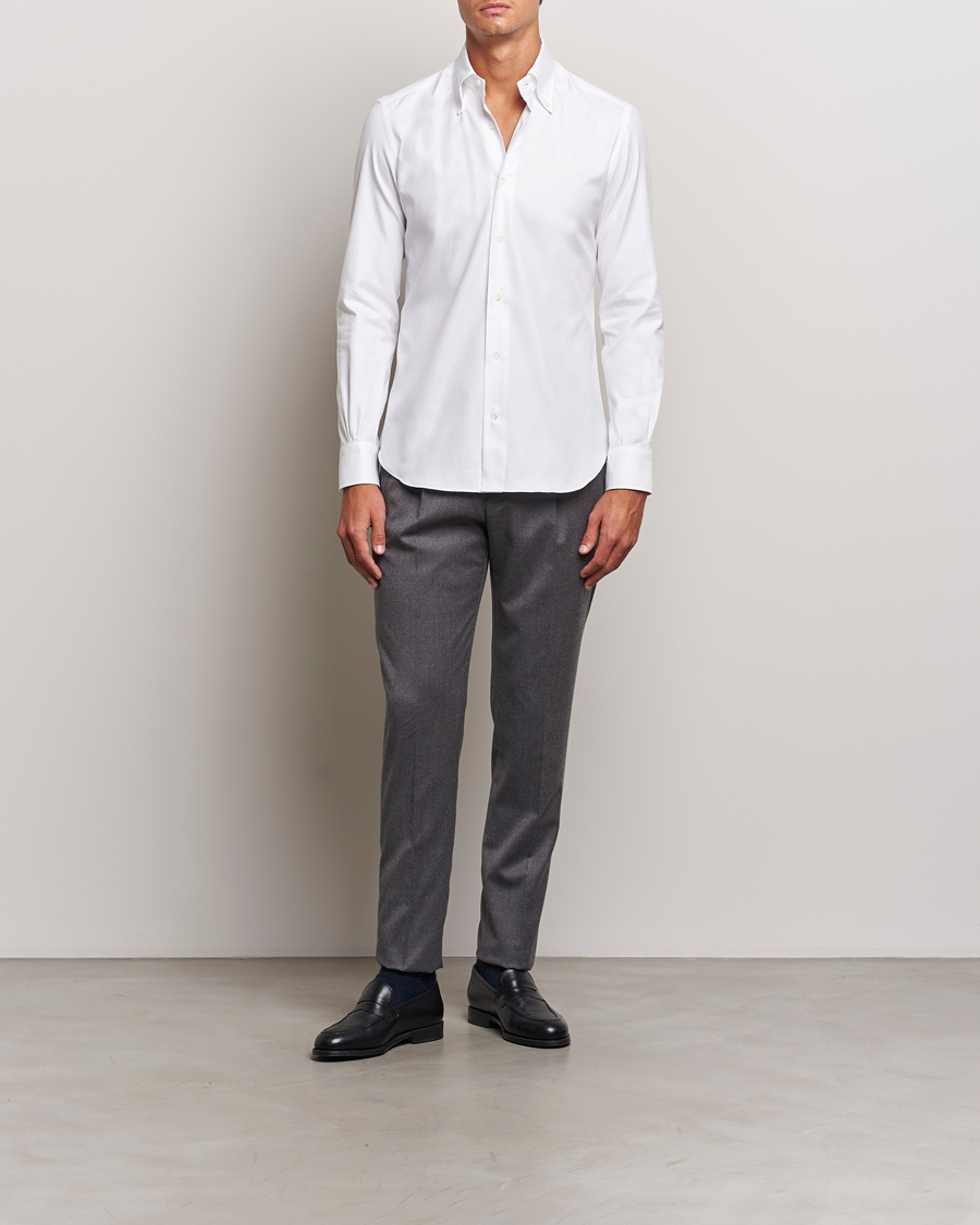 Men | Shirts | Mazzarelli | Soft Twill Button Down Shirt White