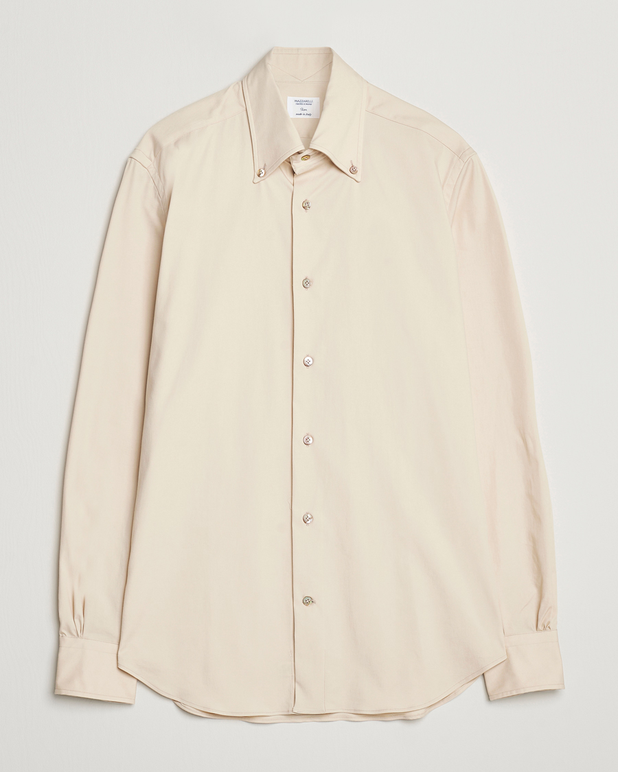 Men | Shirts | Mazzarelli | Soft Garment Dyed Button Down Shirt Beige