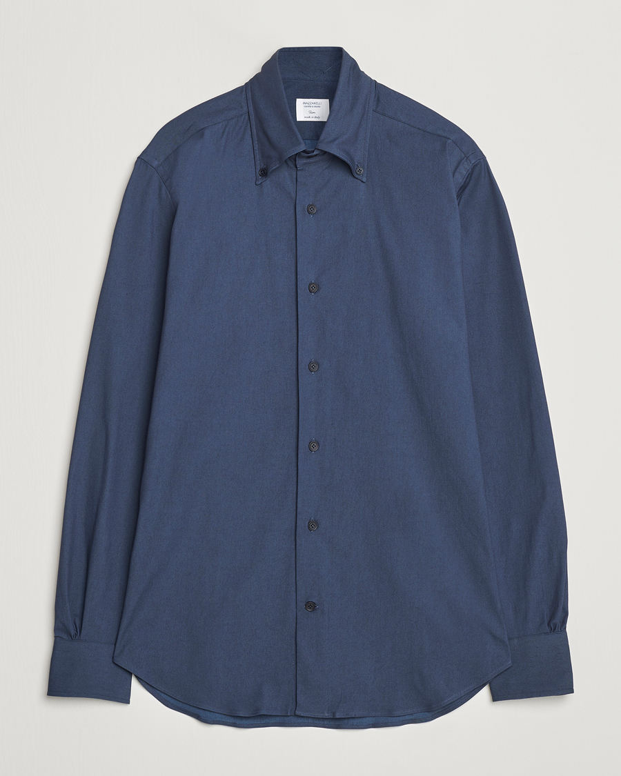 Men | Shirts | Mazzarelli | Soft Garment Dyed Button Down Shirt Navy