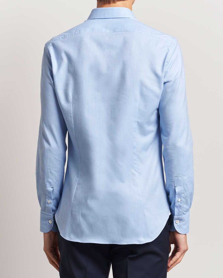 Men | Shirts | Mazzarelli | Soft Flannel Cut Away Shirt Light Blue