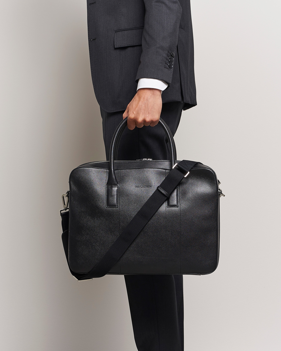 Men | Bags | Oscar Jacobson | Leather Briefcase Black