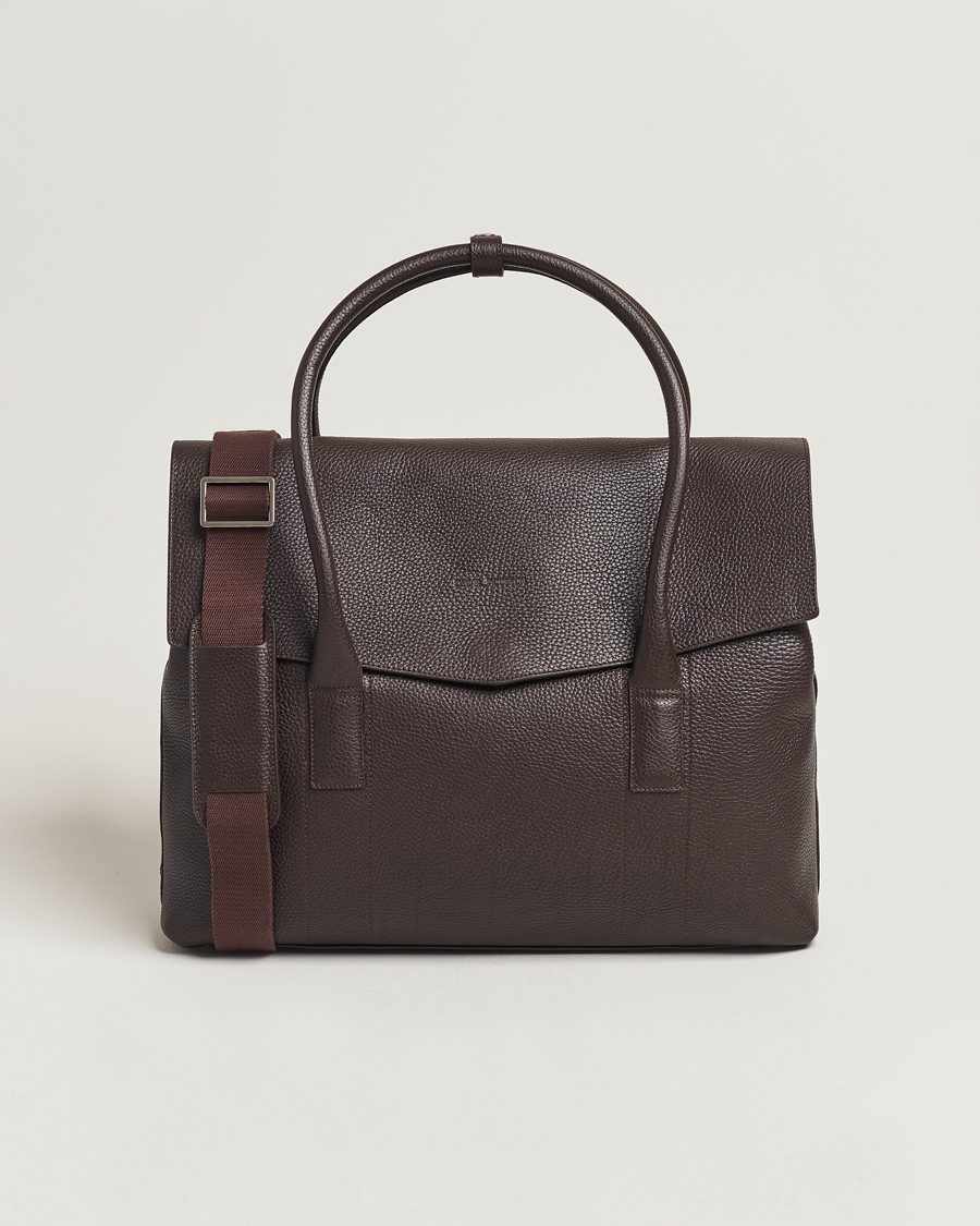 Men | Bags | Oscar Jacobson | Overnight Leather Bag Dark Mud Brown