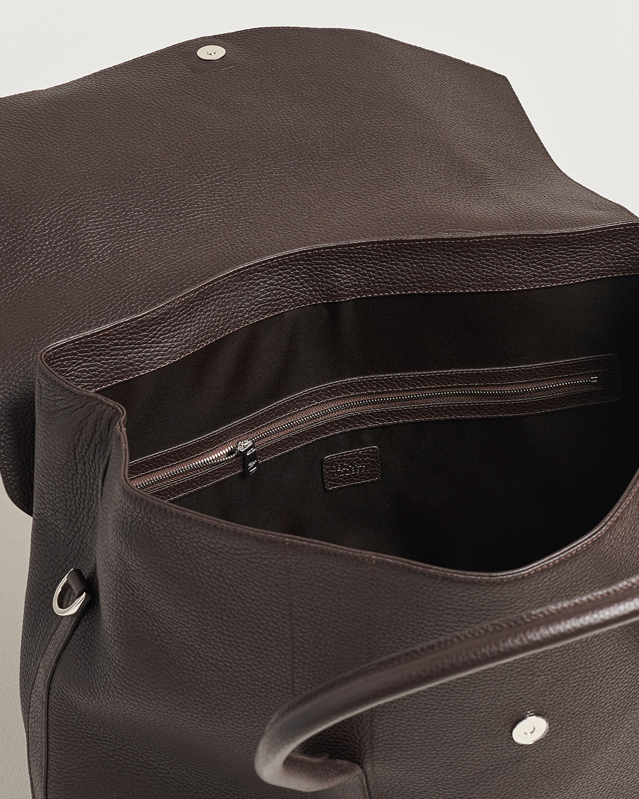 Men | Bags | Oscar Jacobson | Overnight Leather Bag Dark Mud Brown
