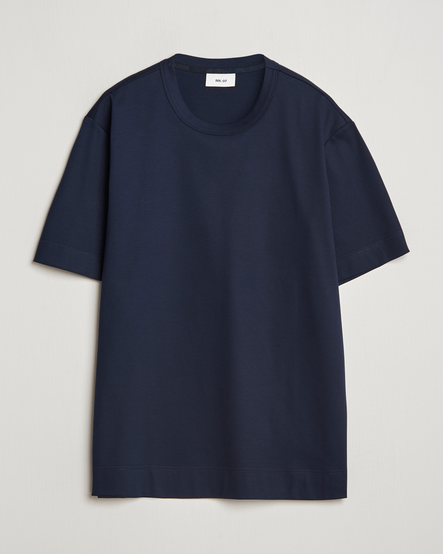 Men | T-Shirts | NN07 | Pedro Mercerized Crew Neck T-Shirt Navy Blue