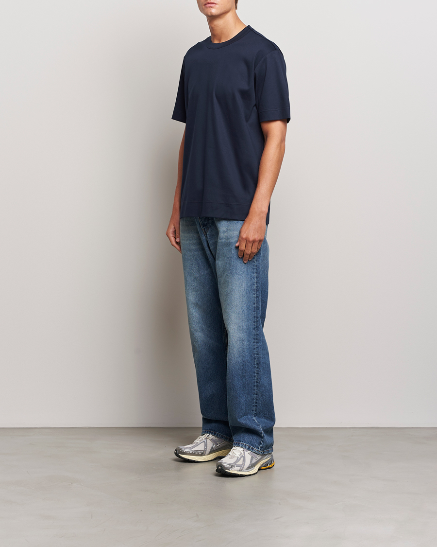 Men | T-Shirts | NN07 | Pedro Mercerized Crew Neck T-Shirt Navy Blue