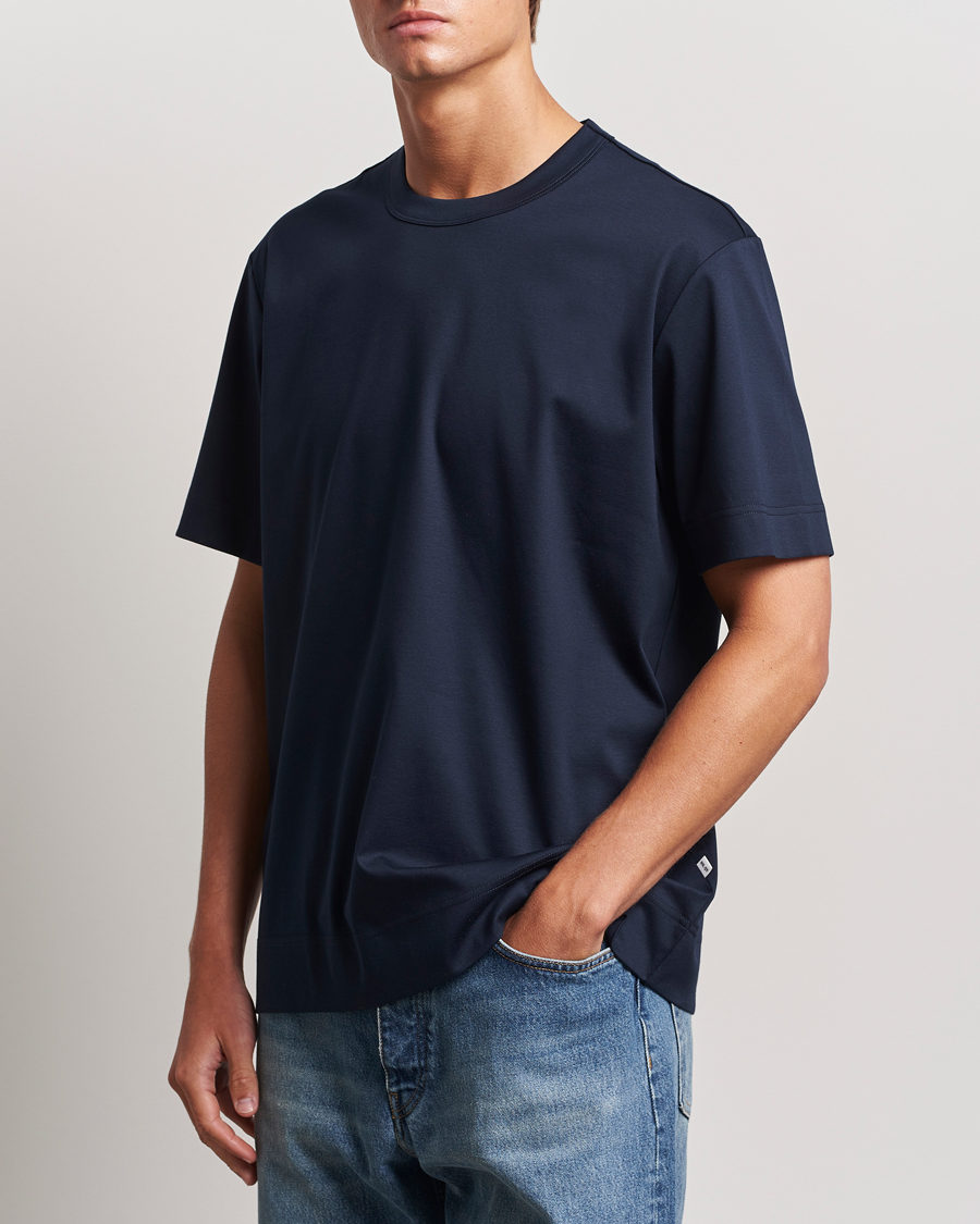 Men | T-Shirts | NN07 | Pedro Mercerized Crew Neck T-Shirt Navy Blue