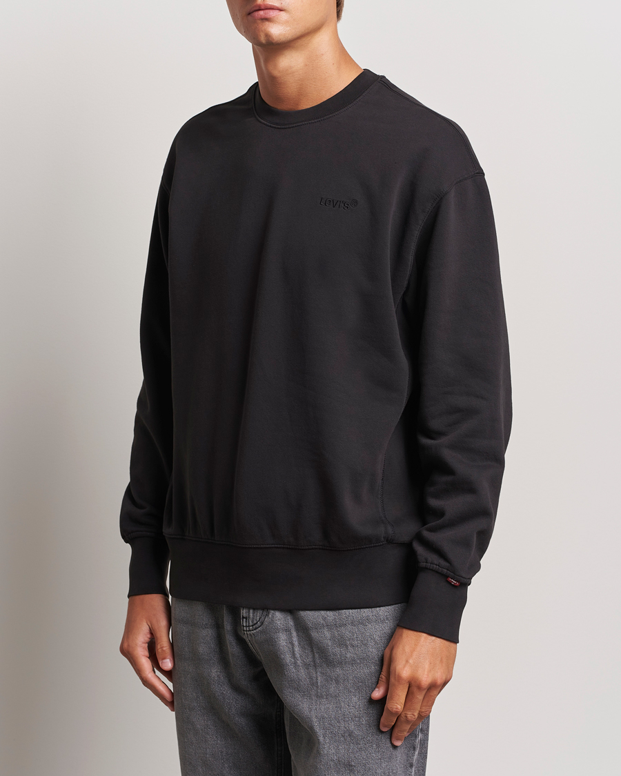 Men | Sweaters & Knitwear | Levi's | Garment Dyed Authentic Crew Neck Sweatshirt Black