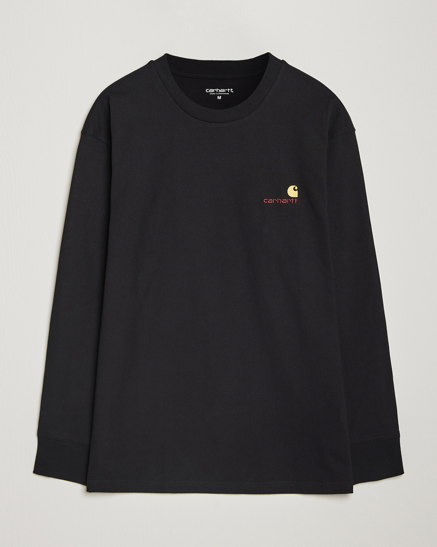 Men | T-Shirts | Carhartt WIP | American Script Long Sleeve T-Shirt Black