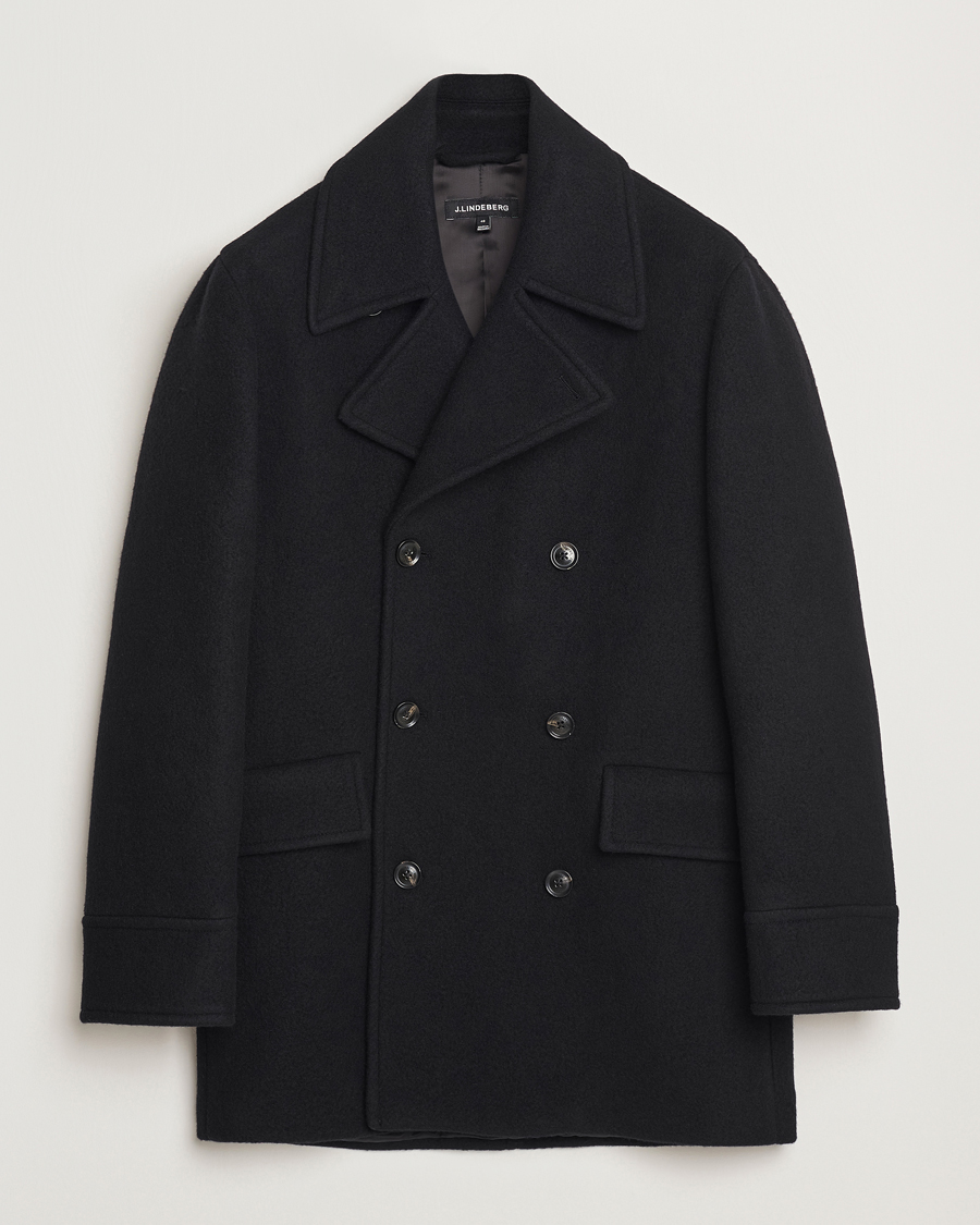 Men | Coats & Jackets | J.Lindeberg | Arno Double Breasted Coat Black