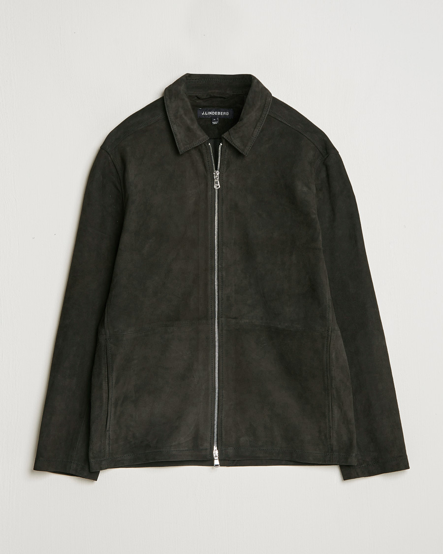 Men | Coats & Jackets | J.Lindeberg | Jonah Suede Overshirt Washed Black