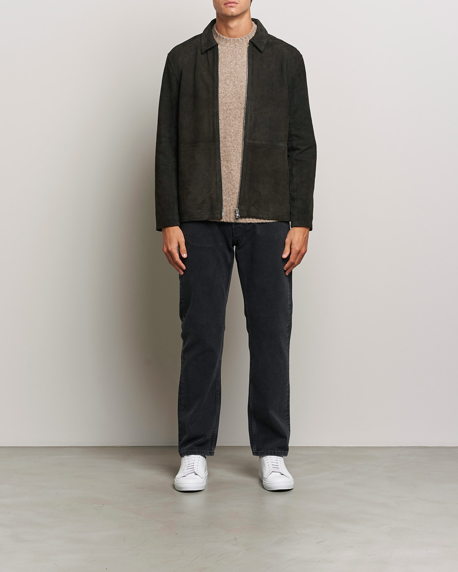Men | Coats & Jackets | J.Lindeberg | Jonah Suede Overshirt Washed Black
