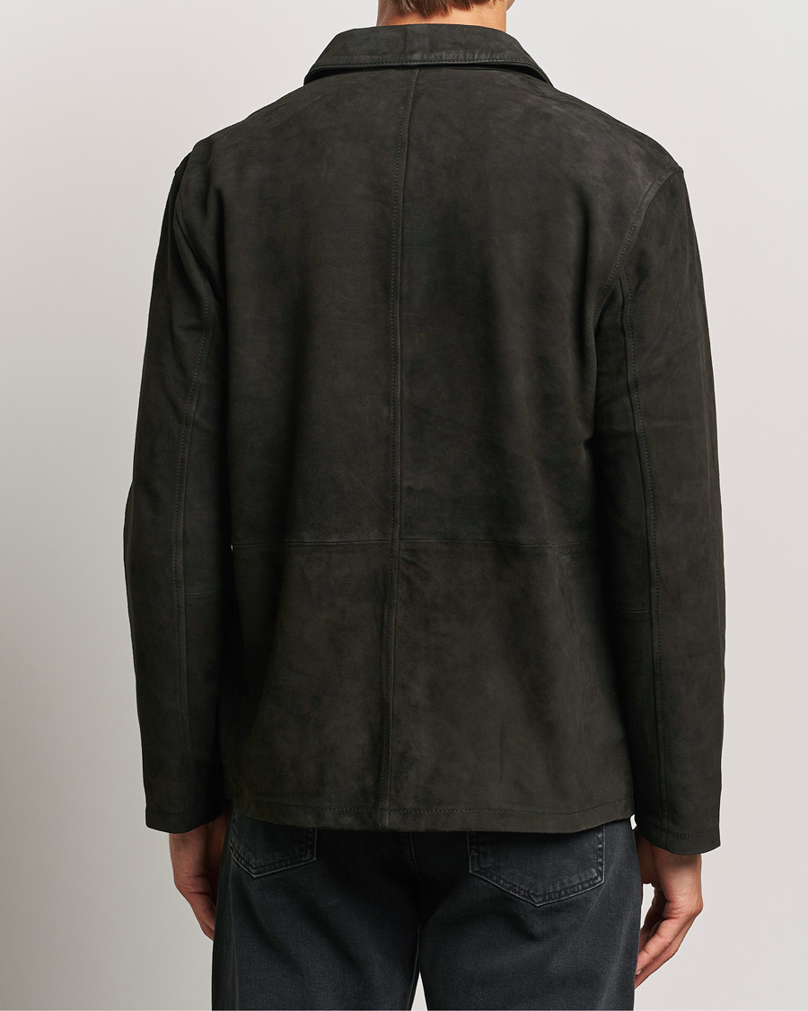 Men | Coats & Jackets | J.Lindeberg | Jonah Suede Overshirt Washed Black