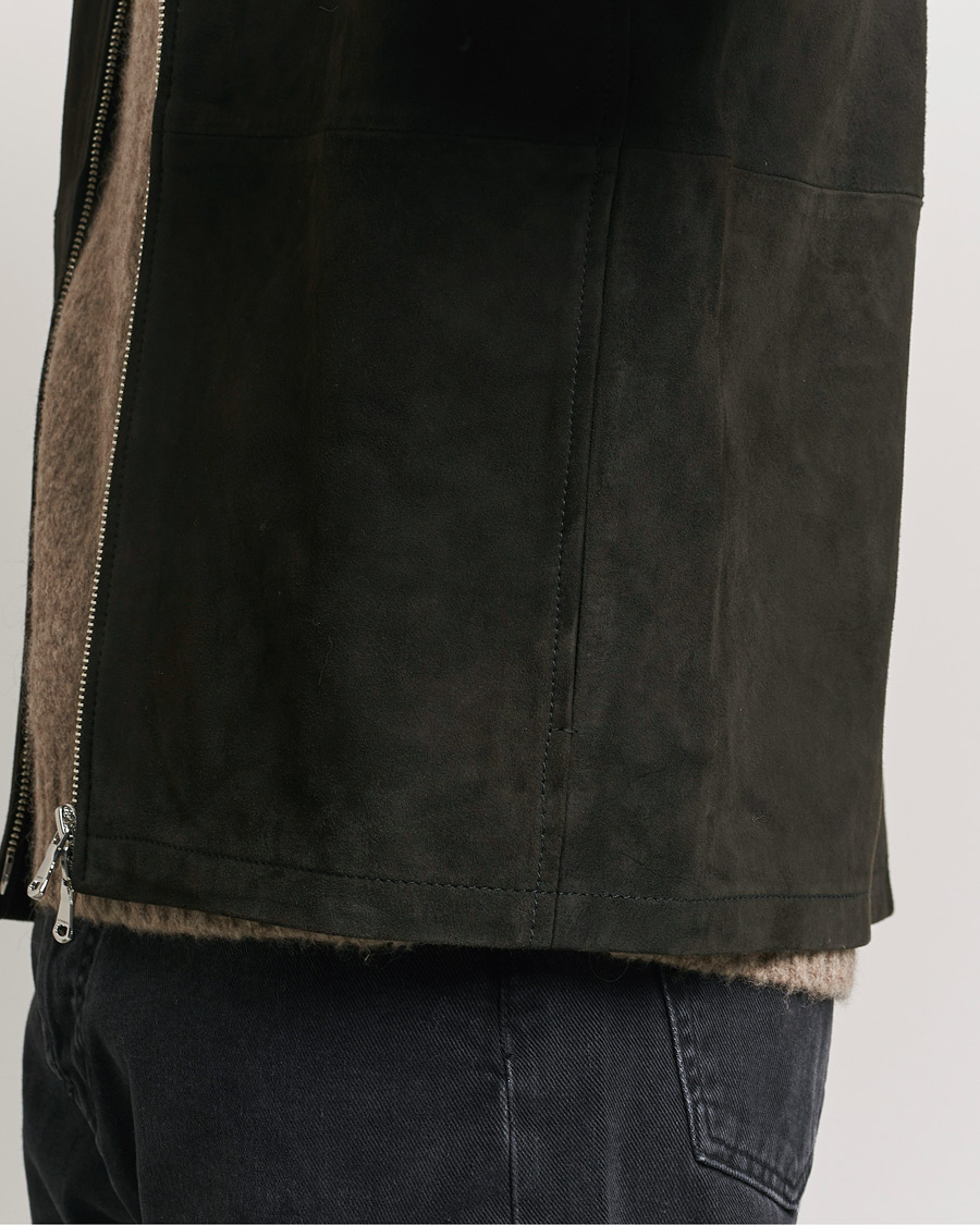Men | Coats & Jackets | J.Lindeberg | Jonah Suede Overshirt Washed Black