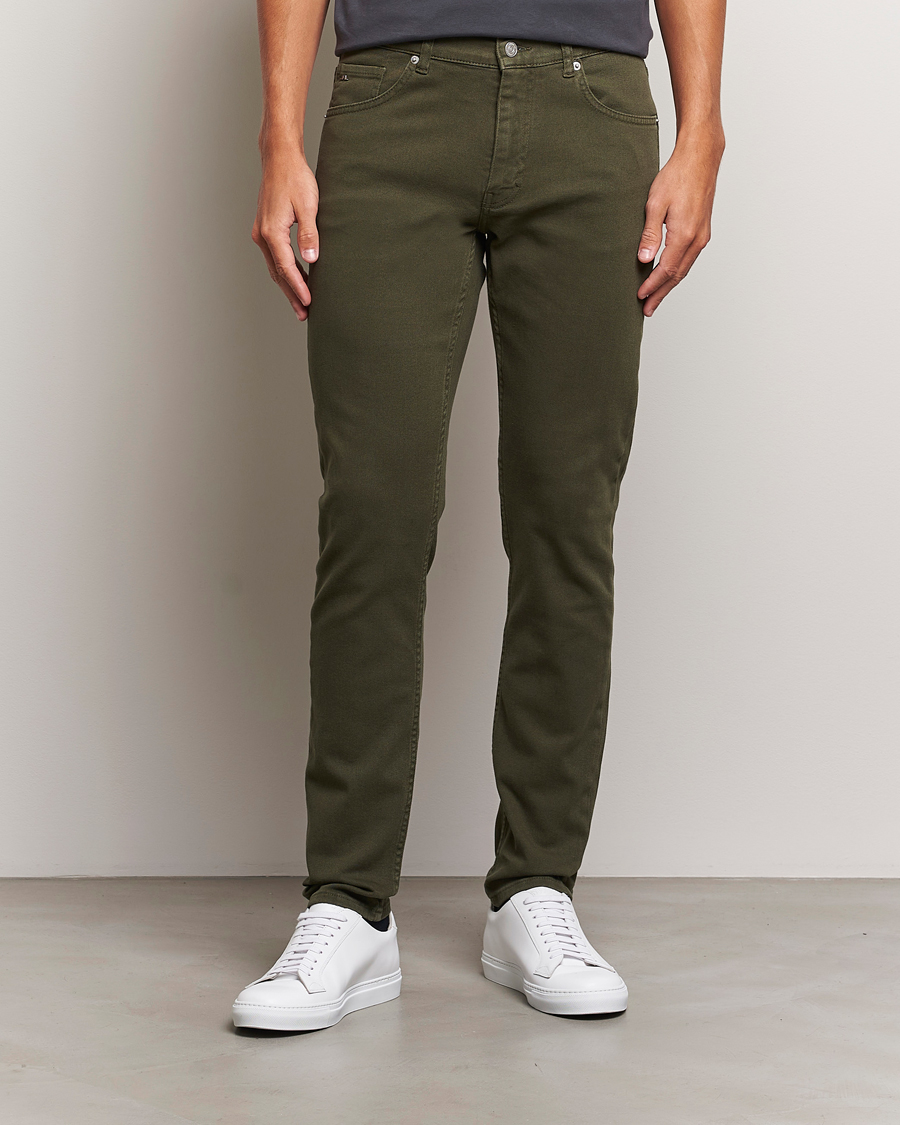 Men | Trousers | J.Lindeberg | Jay Solid Twill Stretch Jeans Forest Green