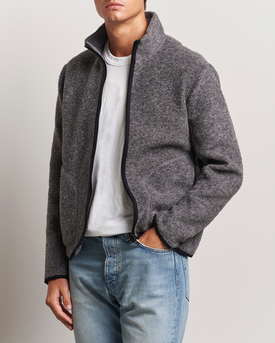 Men | Sweaters & Knitwear | J.Lindeberg | Dustin Wool Fleece Jacket Light Grey Melange
