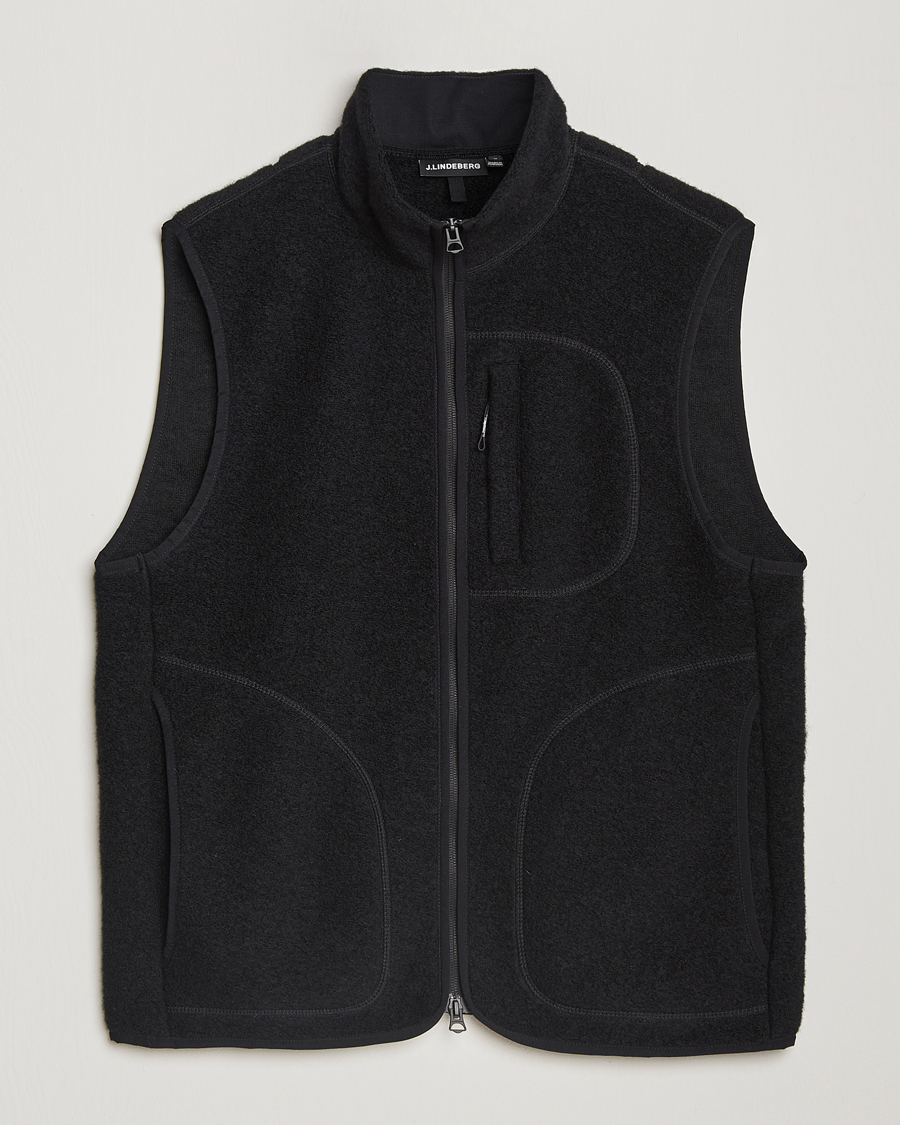 Men | J.Lindeberg Duncan Wool Fleece Vest Black | J.Lindeberg | Duncan Wool Fleece Vest Black