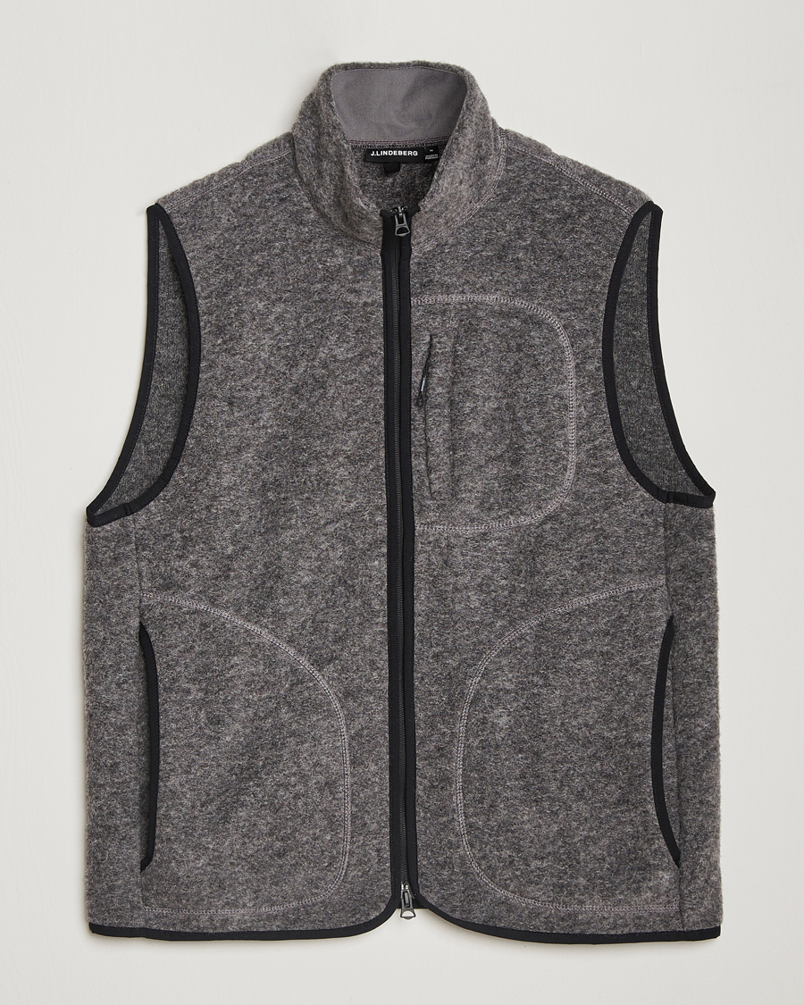 Men | Gilets | J.Lindeberg | Duncan Wool Fleece Vest Light Grey Melange