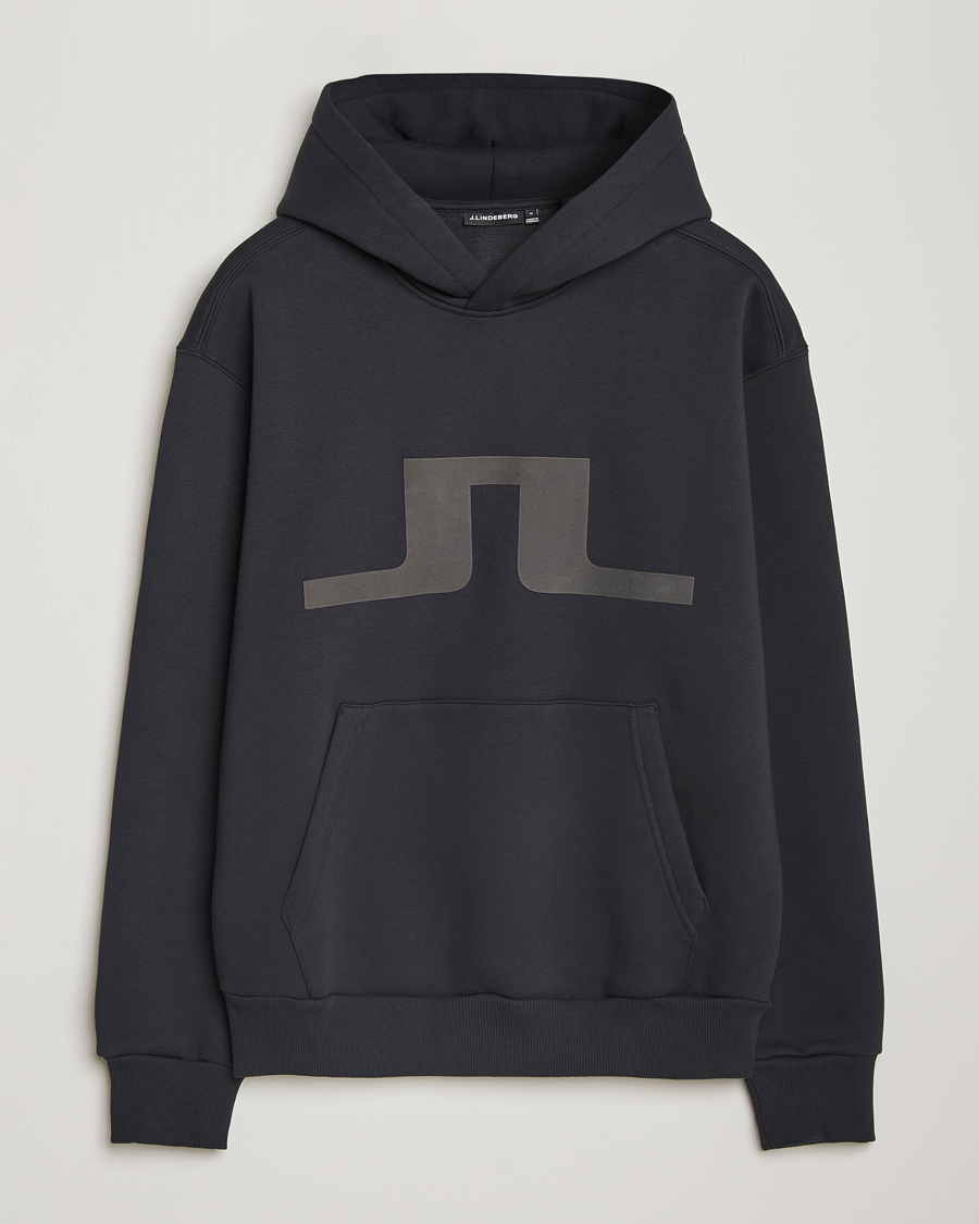 Men | Sweaters & Knitwear | J.Lindeberg | Karson Graphic Hoodie Black