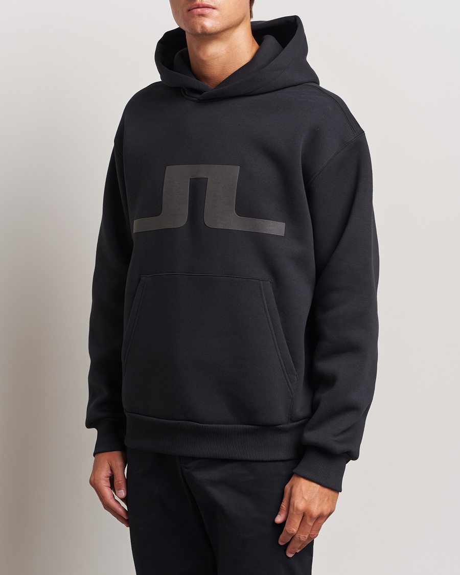Men | Sweaters & Knitwear | J.Lindeberg | Karson Graphic Hoodie Black