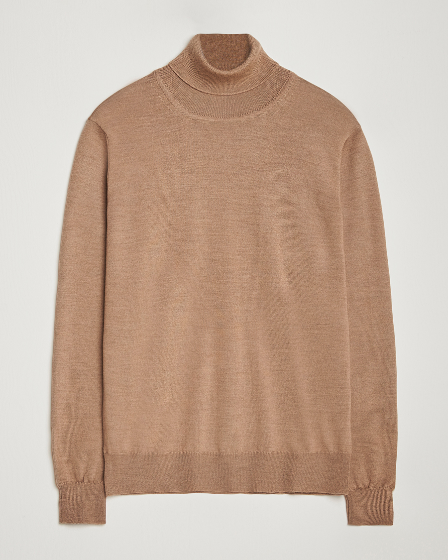 Men | Sweaters & Knitwear | J.Lindeberg | Kaden Merino Turtleneck Tiger Brown