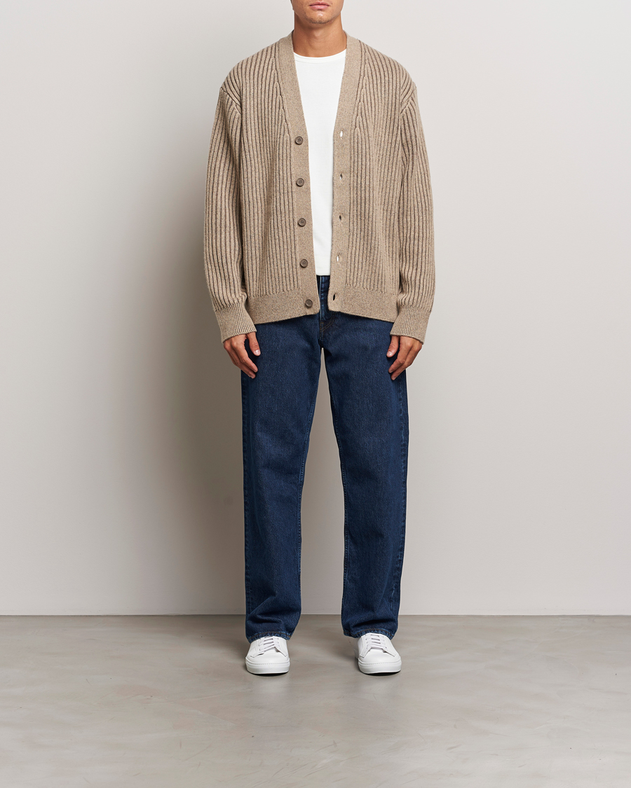 Men | Sweaters & Knitwear | J.Lindeberg | Twin Plated Knit Cardigan Tiger Brown