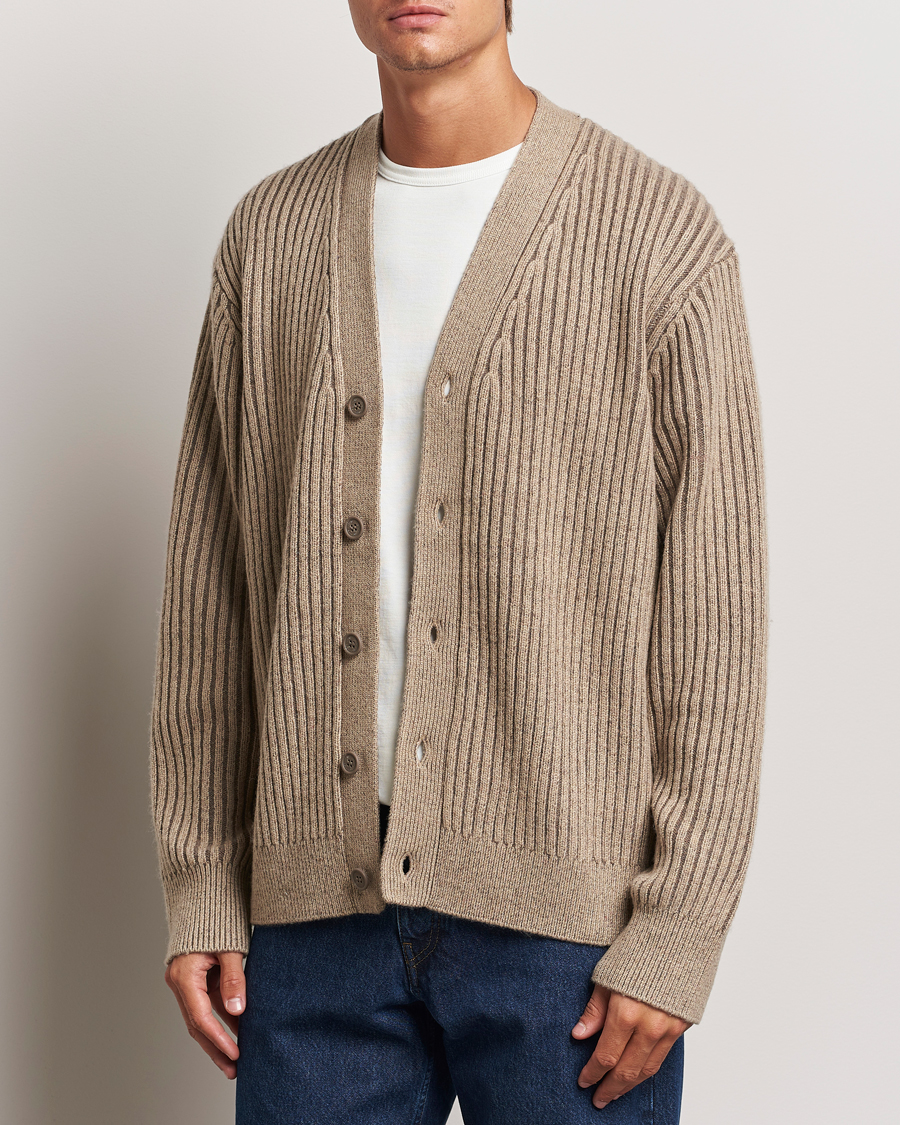 Men | Sweaters & Knitwear | J.Lindeberg | Twin Plated Knit Cardigan Tiger Brown