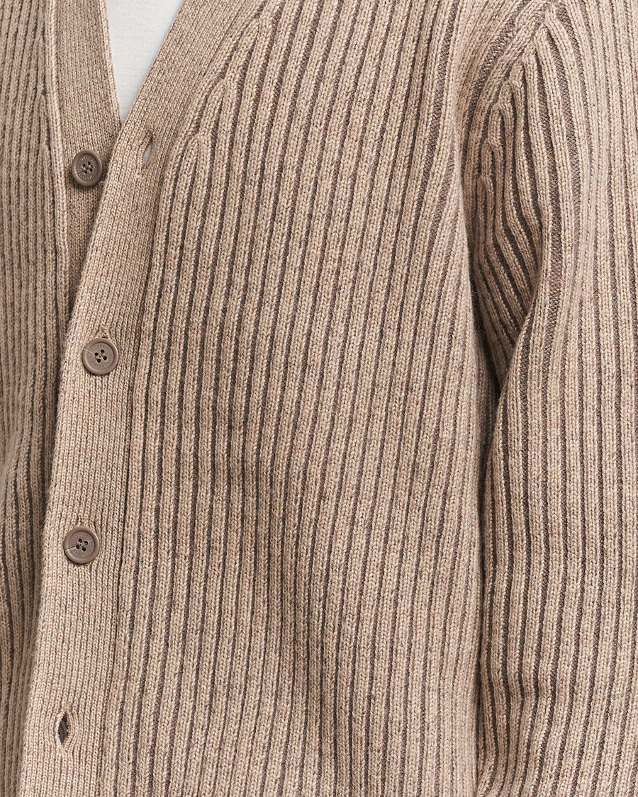Men | Sweaters & Knitwear | J.Lindeberg | Twin Plated Knit Cardigan Tiger Brown
