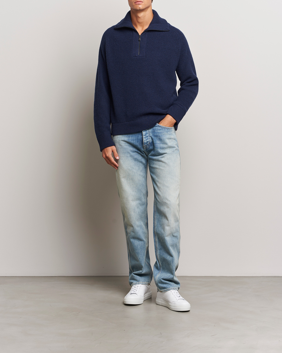 Men | Sweaters & Knitwear | J.Lindeberg | Wilmer Quarter Zip Knit Navy