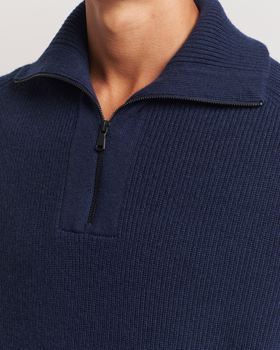 Men | Sweaters & Knitwear | J.Lindeberg | Wilmer Quarter Zip Knit Navy