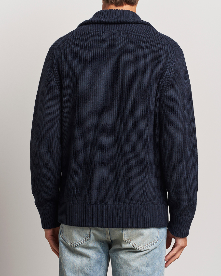 Men | Sweaters & Knitwear | J.Lindeberg | Skyler Wool Blend Zip Cardigan Navy