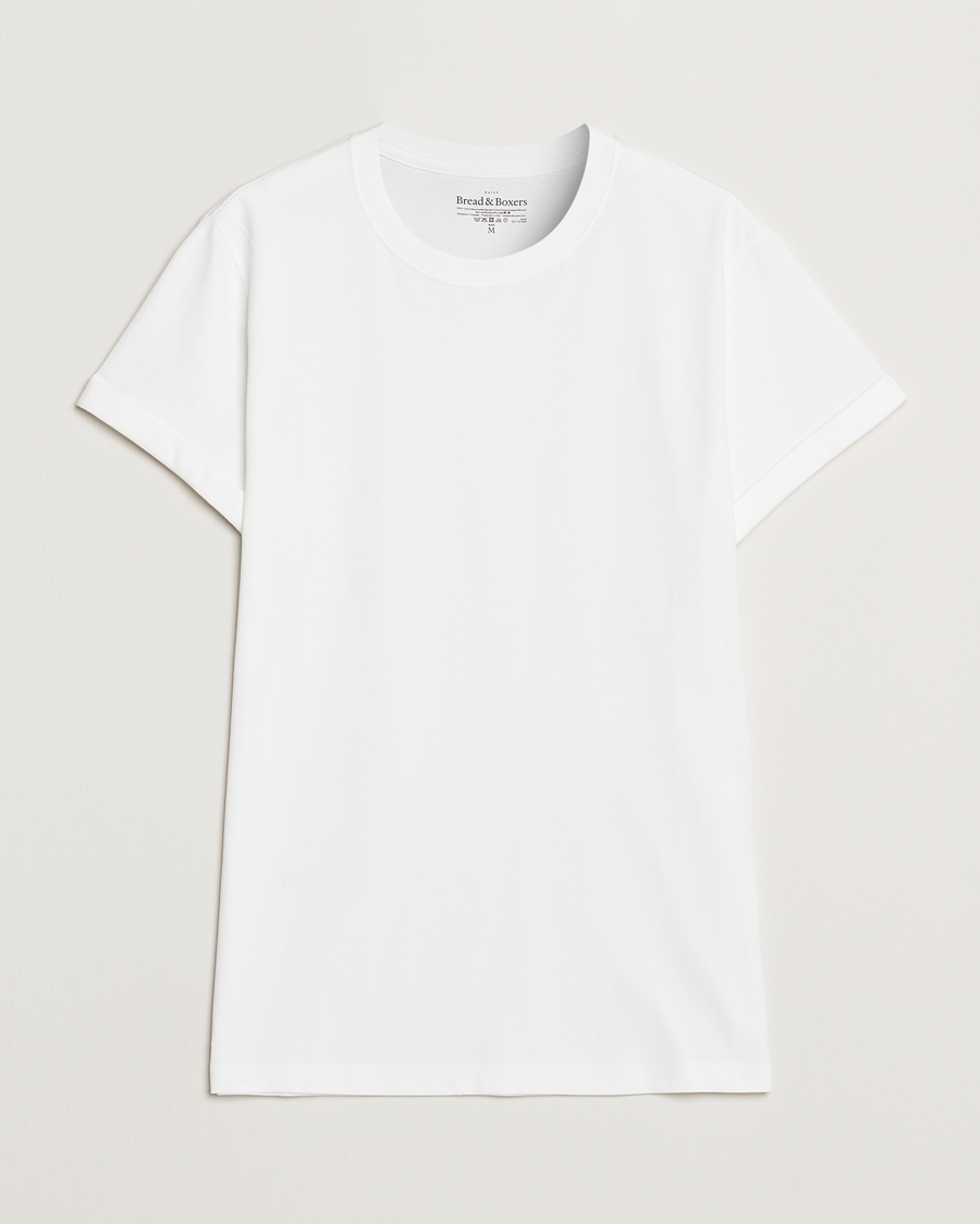 Men | T-Shirts | Bread & Boxers | Roll-Up Crew Neck T-Shirt White