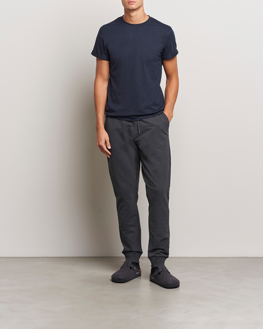 Men | T-Shirts | Bread & Boxers | Roll-Up Crew Neck T-Shirt Dark Navy
