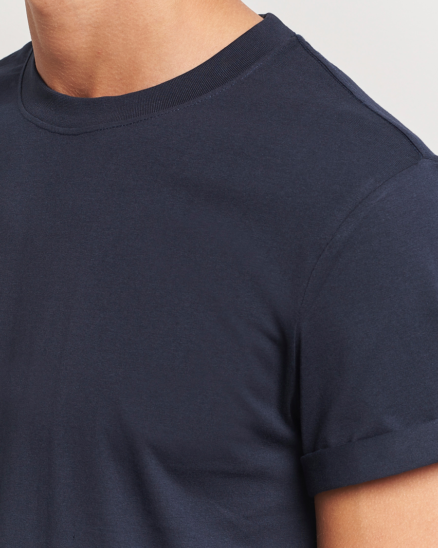 Men | T-Shirts | Bread & Boxers | Roll-Up Crew Neck T-Shirt Dark Navy