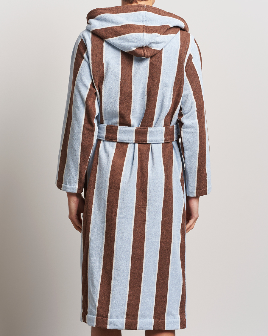 Men | Tekla Organic Terry Hooded Bathrobe Cocoa Stripes | Tekla | Organic Terry Hooded Bathrobe Cocoa Stripes