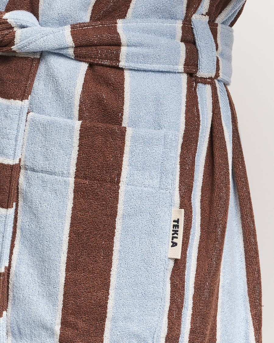 Men | Tekla Organic Terry Hooded Bathrobe Cocoa Stripes | Tekla | Organic Terry Hooded Bathrobe Cocoa Stripes